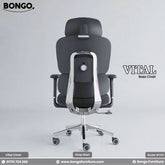 Black office chair with 'Bongo' branding on a gray background